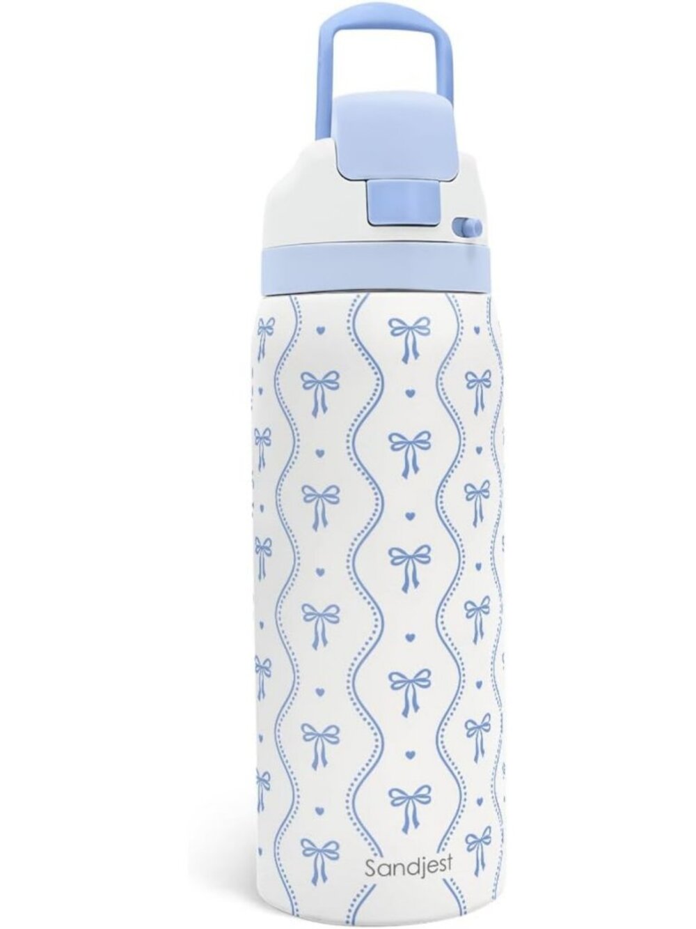 32oz Blue Bow Stainless Steel Water Bottle, Insulated, Leak-Proof Travel Mug